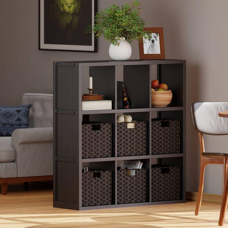 40.08" 7pc Timothy Storage Shelf with Baskets Black/Chocolate - Winsome: Transitional Style, Wood Composite, No Tools Assembly