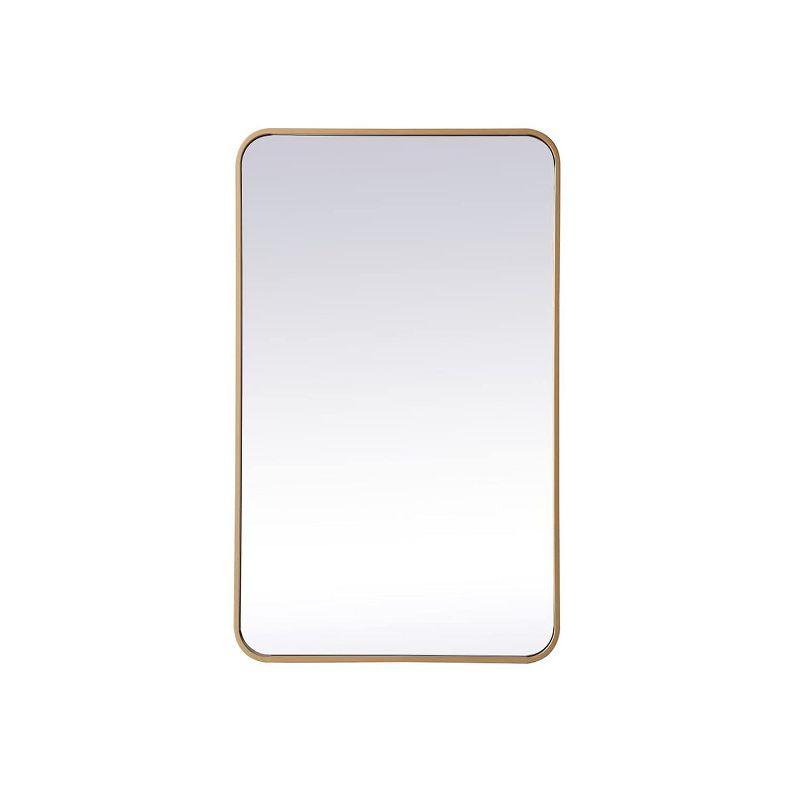Elegant Lighting Soft corner metal rectangular mirror 22x36 inch in Brass