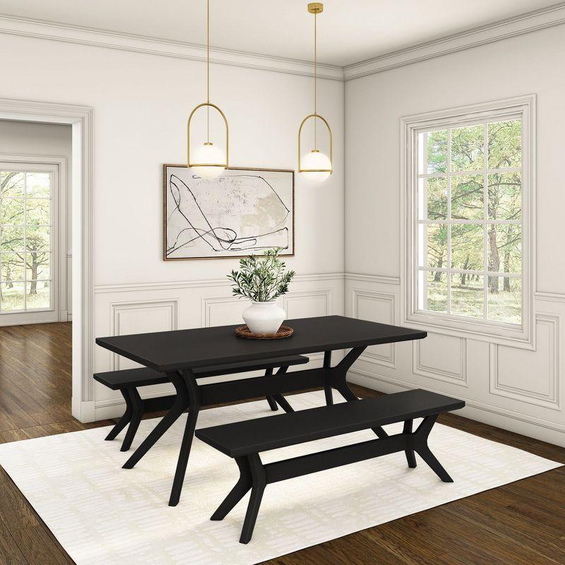 Plank+Beam 72" Verso Rectangular Dining Table for 6, Solid Wood Cross Leg Kitchen Table, Black