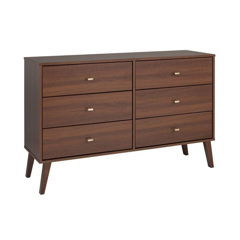 Mid-Century Modern Gray 6-Drawer Horizontal Dresser with Deep Storage