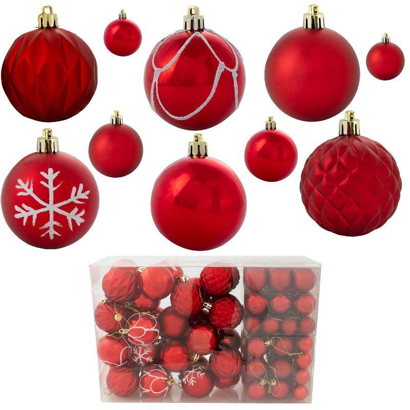 Sunnydaze Winter Wonderland Indoor Christmas Holiday Tree Shatterproof Bulb Ornaments with String - 100pc