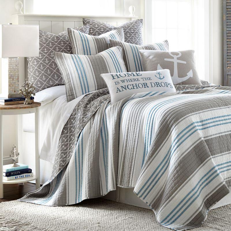 Provincetown Home Anchor Pillow - Teal and White - Levtex Home