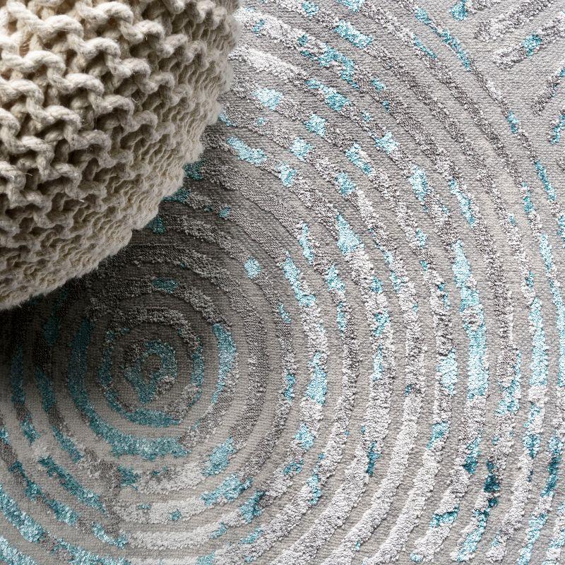 8'x10' Timeworn Modern Abstract Area Rug, Gray/Turquoise - JONATHAN Y