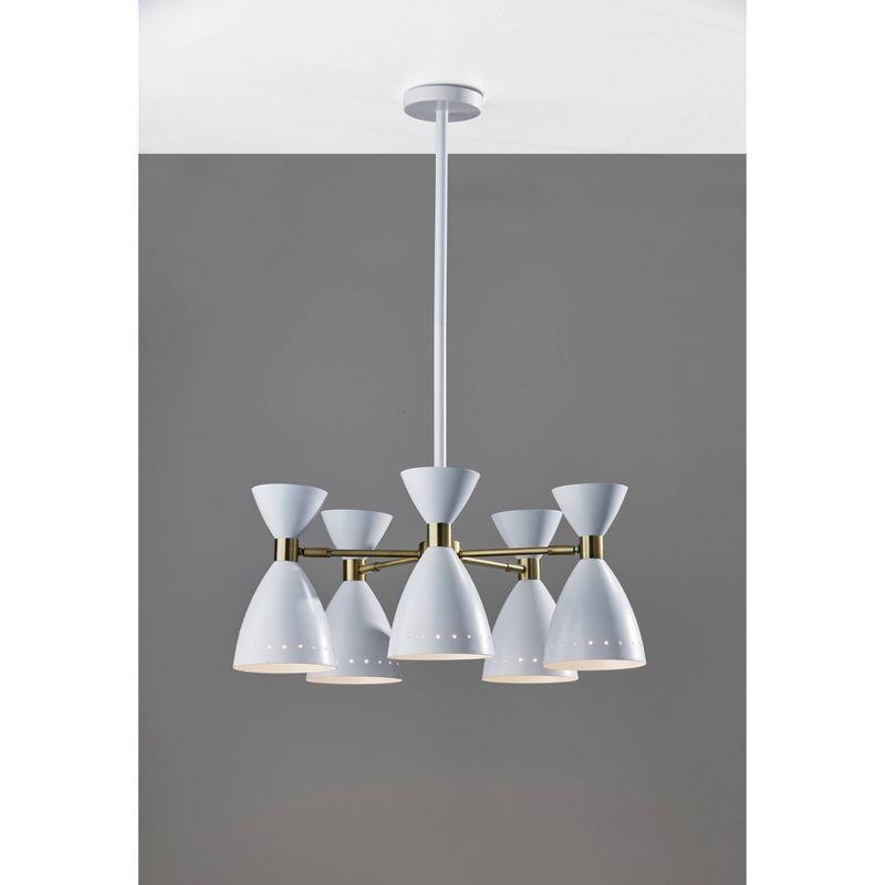 Adesso 5-Head Oscar Pendant White: Modern Metal Ceiling Fixture, ETL Listed, 40W E26, No Bulb Included