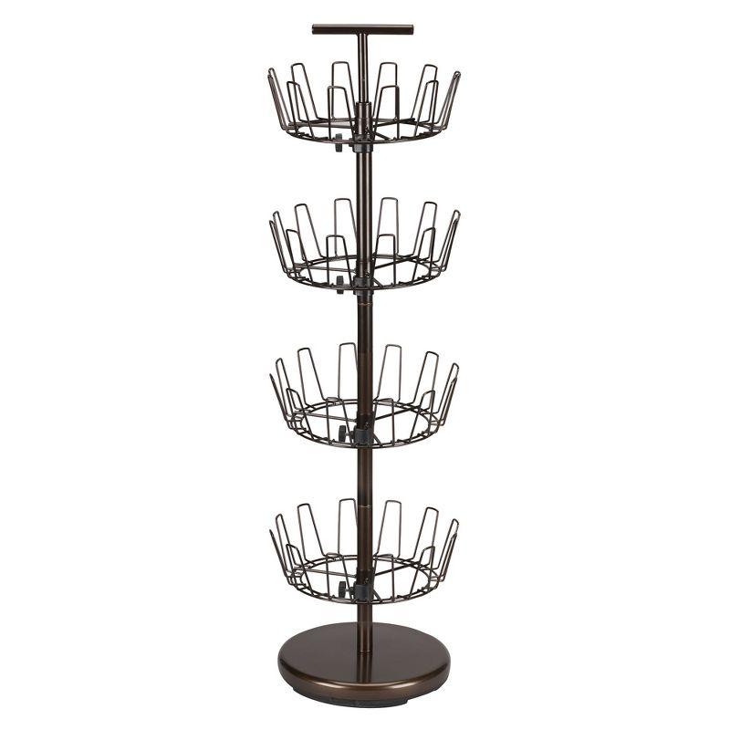 4-Tier Revolving Shoe Tree, Heavy-Duty Steel with Stabilized Base, Holds 24 Pairs of Shoes, Antique Bronze