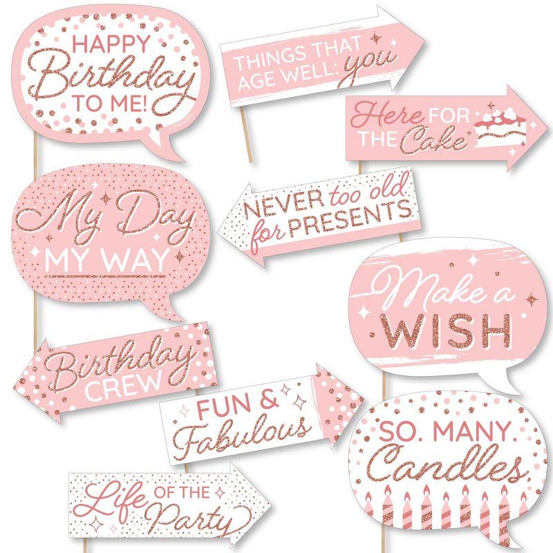 Big Dot of Happiness Funny Pink Rose Gold Birthday - Happy Birthday Party Photo Booth Props Kit - 10 Piece