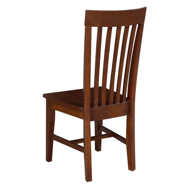 Tall Brown Wood Slat Back Dining Side Chair