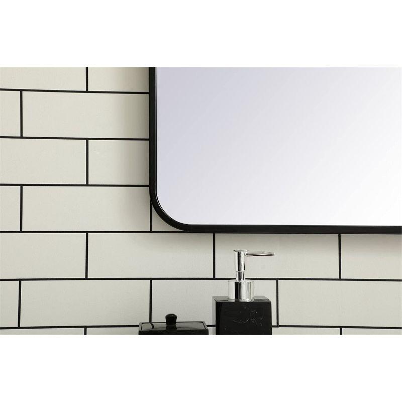 Elegant Lighting Soft corner metal rectangular mirror 24x40 inch in Black