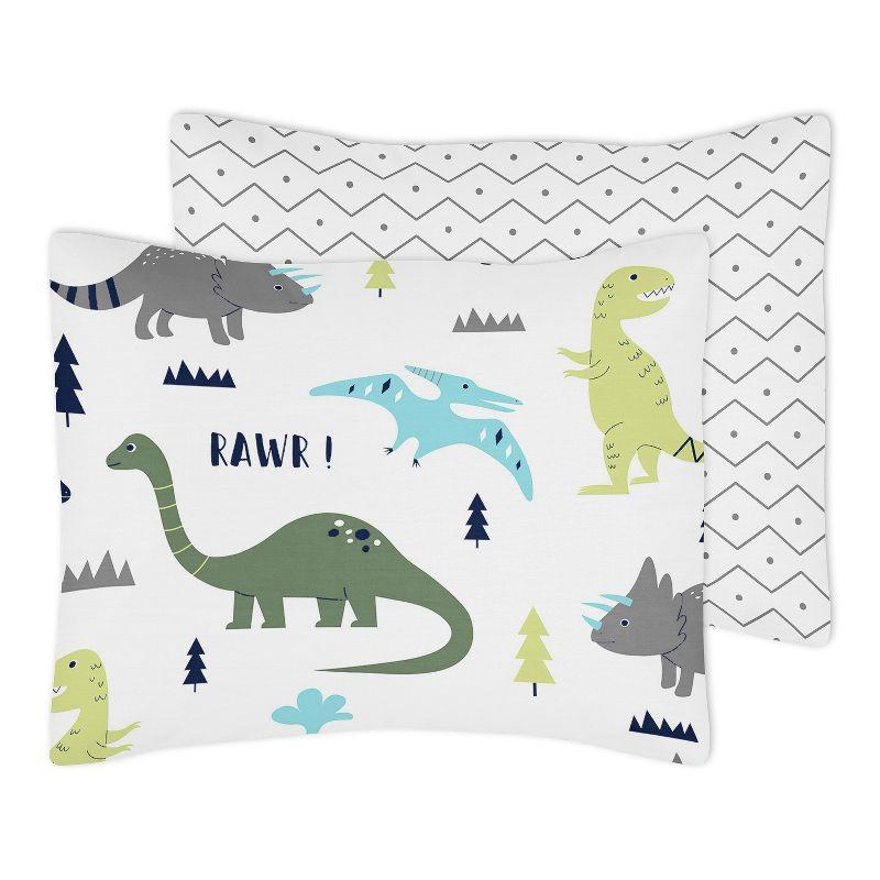 Mod Dinosaur Blue and Green Queen Duvet Cover Bedding Set by Sweet Jojo Designs