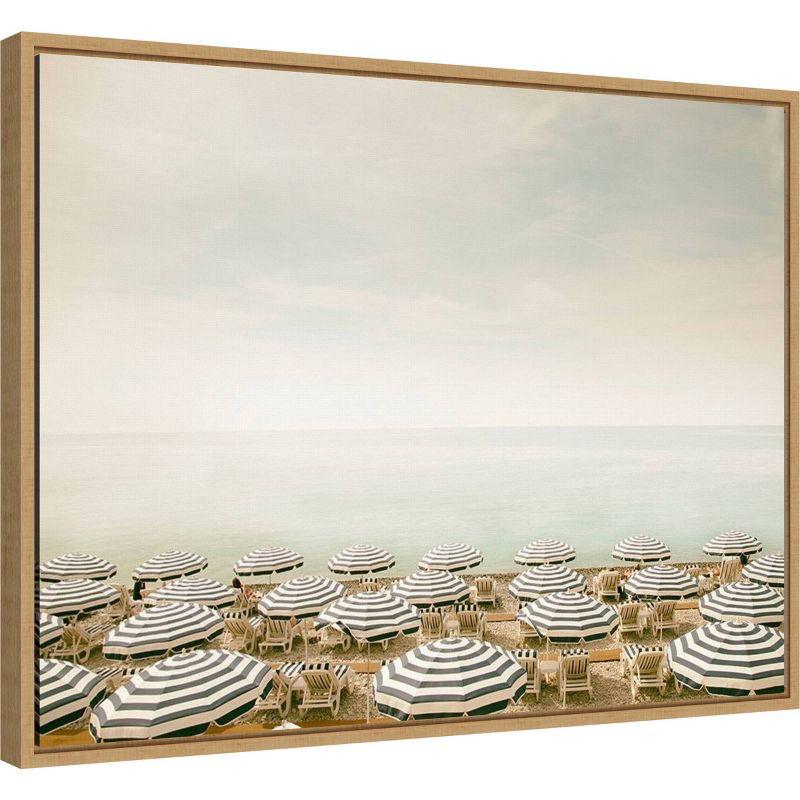 24" x 18" Seaside 4 by Carina Okula Framed Canvas Wall Art - Amanti Art: Modern Lithograph, Sawtooth Back Mount