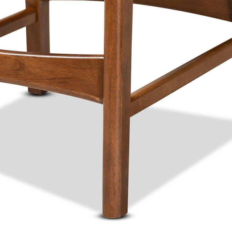 2pc Katya Fabric Upholstered and Wood Counter Height Barstool Set Brown - Baxton Studio: Walnut Finish, Foam Padded