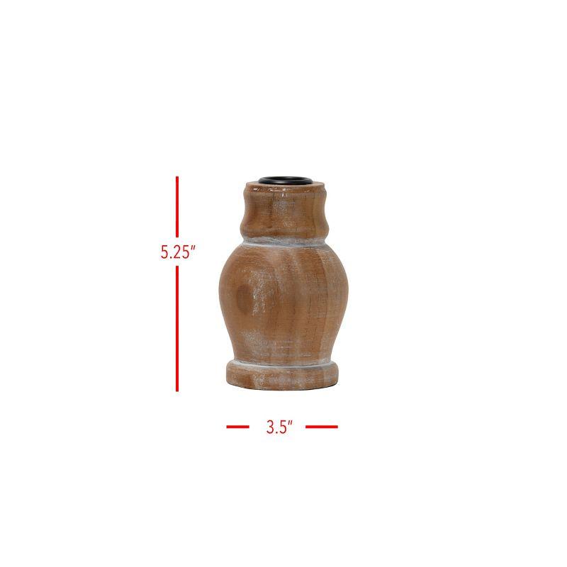 Small Natural Whitewashed Wood Taper Candle Holder