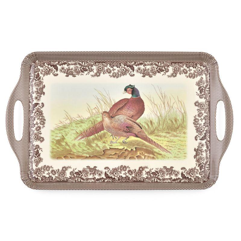 Woodland Elegance Pheasant Melamine Serving Tray with Handles