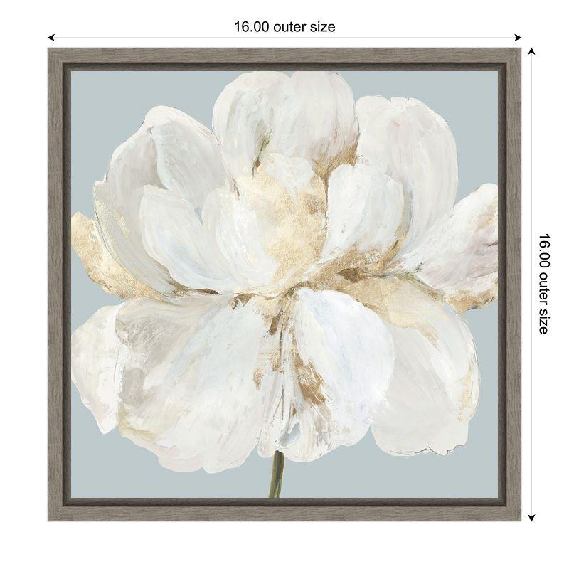 Amanti Art Garden Queen II (White Peony Flower) by Asia Jensen Canvas Wall Art Print Framed 16 x 16-in.