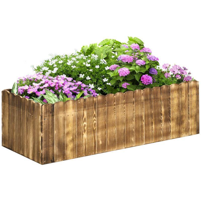 Natural Wood Outdoor Raised Garden Bed Planter Box