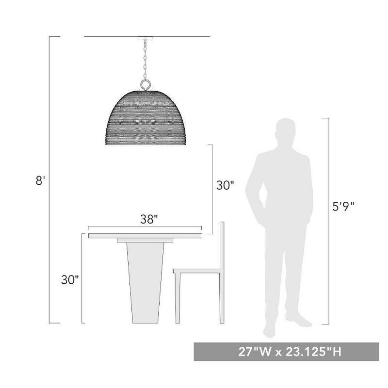 Golden Lighting Rue 8-Light Chandelier in Matte Black with Woven Sweet Grass