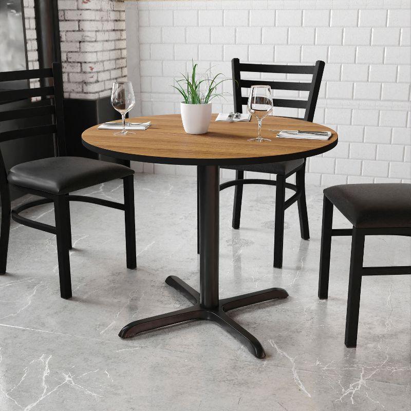 Carrus Round Laminate Dining Table Top with X-Shaped Base