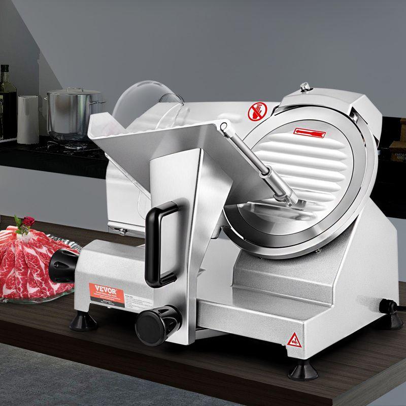 VEVOR Commercial Meat Slicer, 200W Electric Deli Food Slicer, 350-400RPM Meat Slicer with 8" Carbon Steel Blade, 0 - 0.47 inch