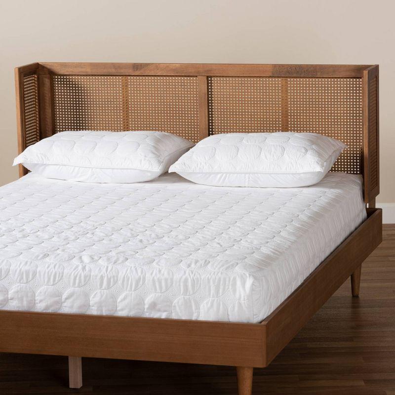 Baxton Studio King Rina Wood Wrap Around Headboard Ash Walnut: Rubberwood Frame, Non-Upholstered