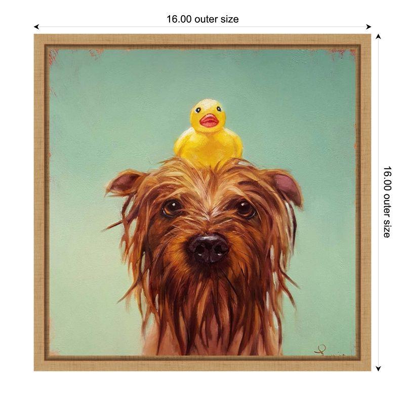 Lucia Heffernan Dog and Duck Framed Canvas Print 16 x 16-in