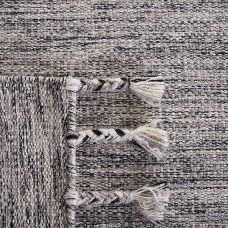 Dhurries DHU801 Hand Loomed Area Rug - Dark Grey/Beige - 5'x8' - Safavieh.