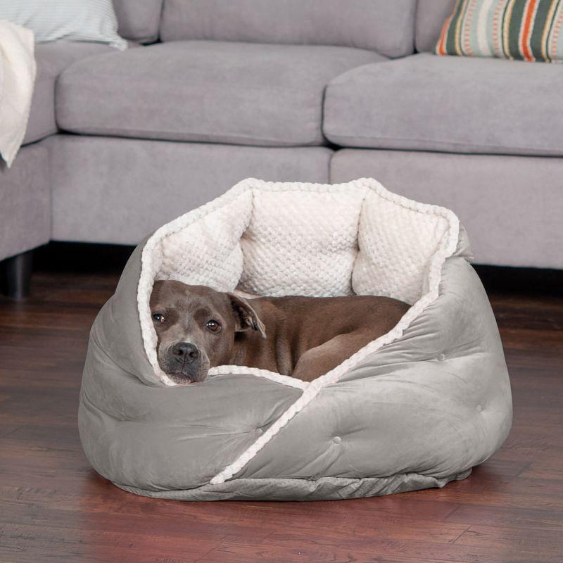 FurHaven Calming Wrap-Around Hug Small Dog and Cat Bed - Medium, Silver Gray
