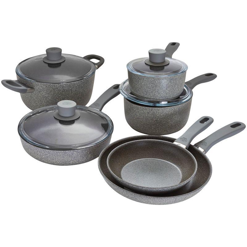 Parma Plus 10-Piece Gray Aluminum Nonstick Cookware Set