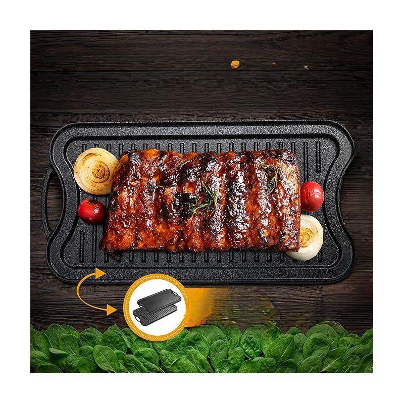 Bruntmor 10X10 2-in-1 Pre-Seasoned Square Cast Iron Reversible Griddle Grill Pan Cookware, Black
