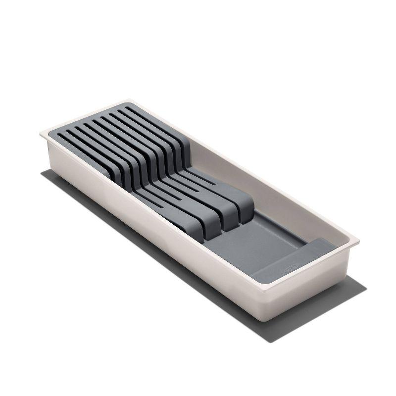 Gray Compact In-Drawer Knife Organizer with Non-Slip Feet