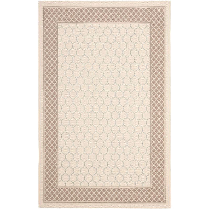 Beige Rectangular Easy-Care Synthetic 5' x 7' Area Rug