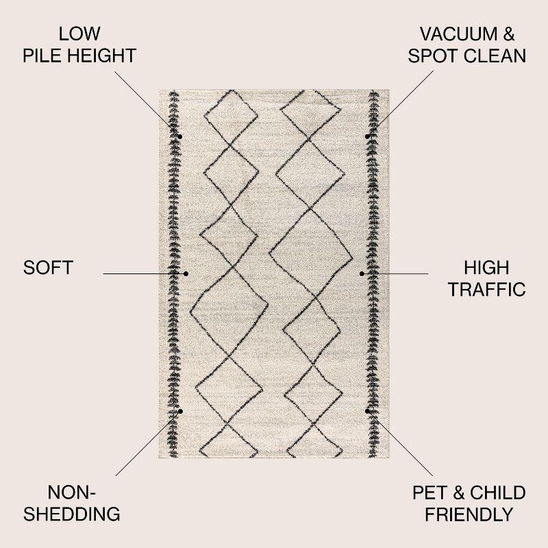 8'x10' Zaina Moroccan Beni Souk Area Rug, Cream/Black - JONATHAN Y