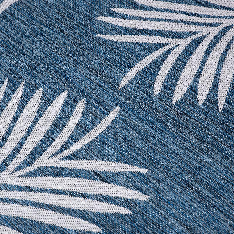 Tropical Navy Floral Flatwoven Synthetic 2'x7' Indoor/Outdoor Rug