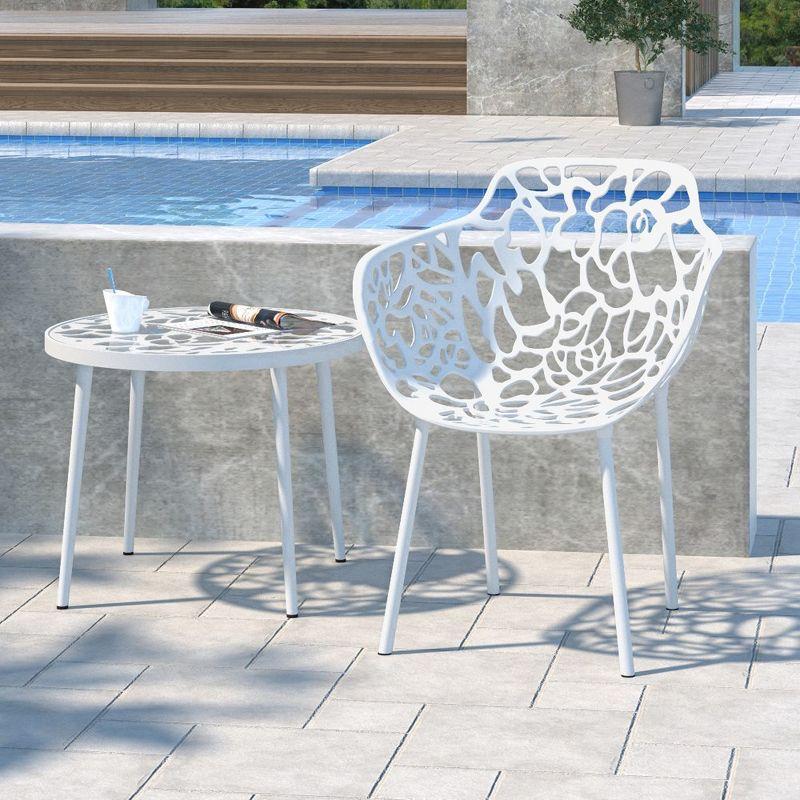 LeisureMod Devon Aluminum Stackable Outdoor Dining Armchair