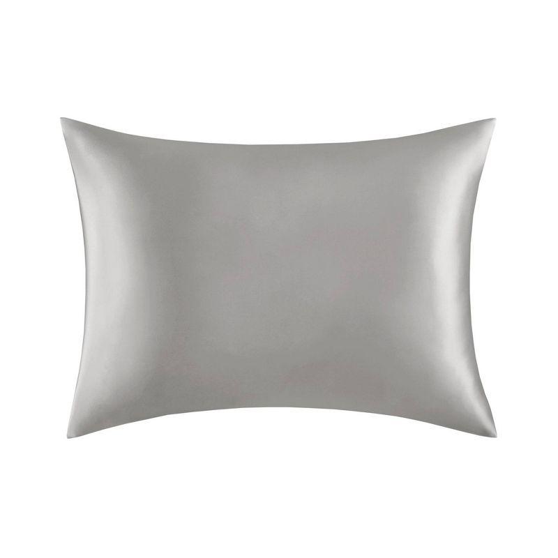 Gray 100% Mulberry Silk Standard Pillowcase with Zipper Closure