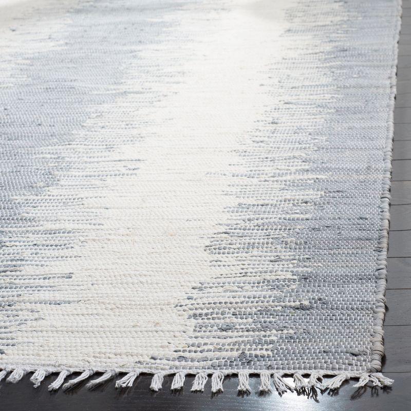 Coastal Breeze Gray Stripe Handwoven Cotton Runner Rug