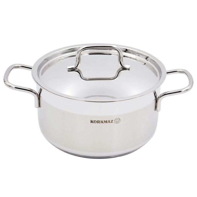 Korkmaz Alfa 3.5 Liter Stainless Steel Non-Stick Casserole Dish with Lid