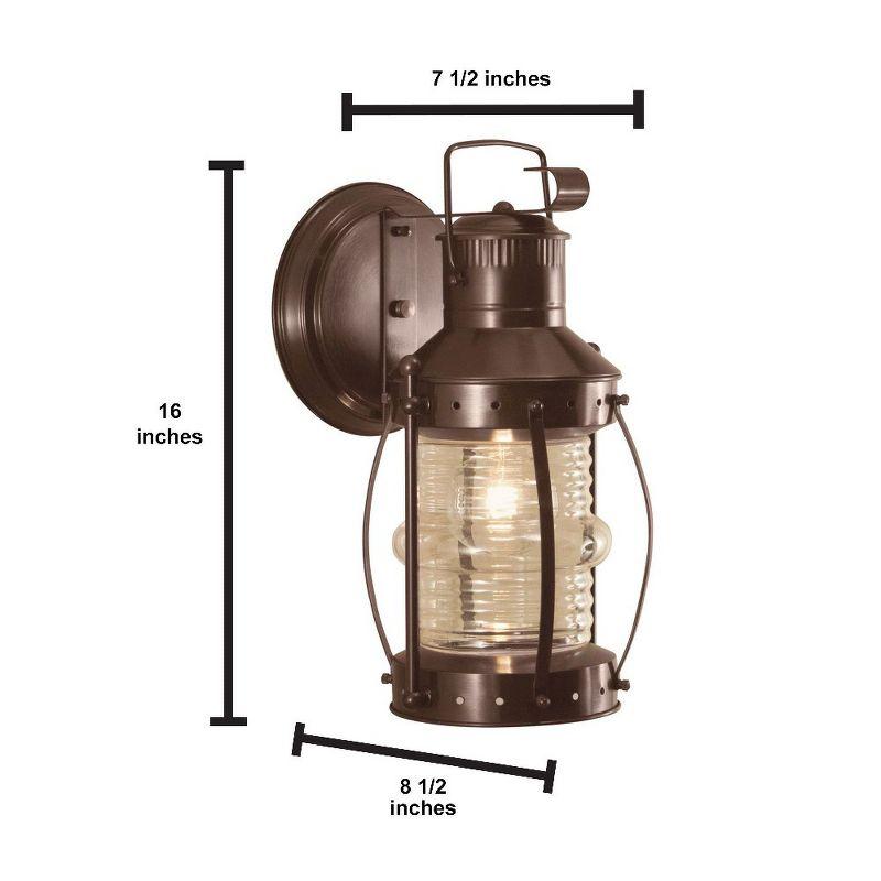 Bronze Dimmable Outdoor Lantern Wall Sconce with Glass Shade