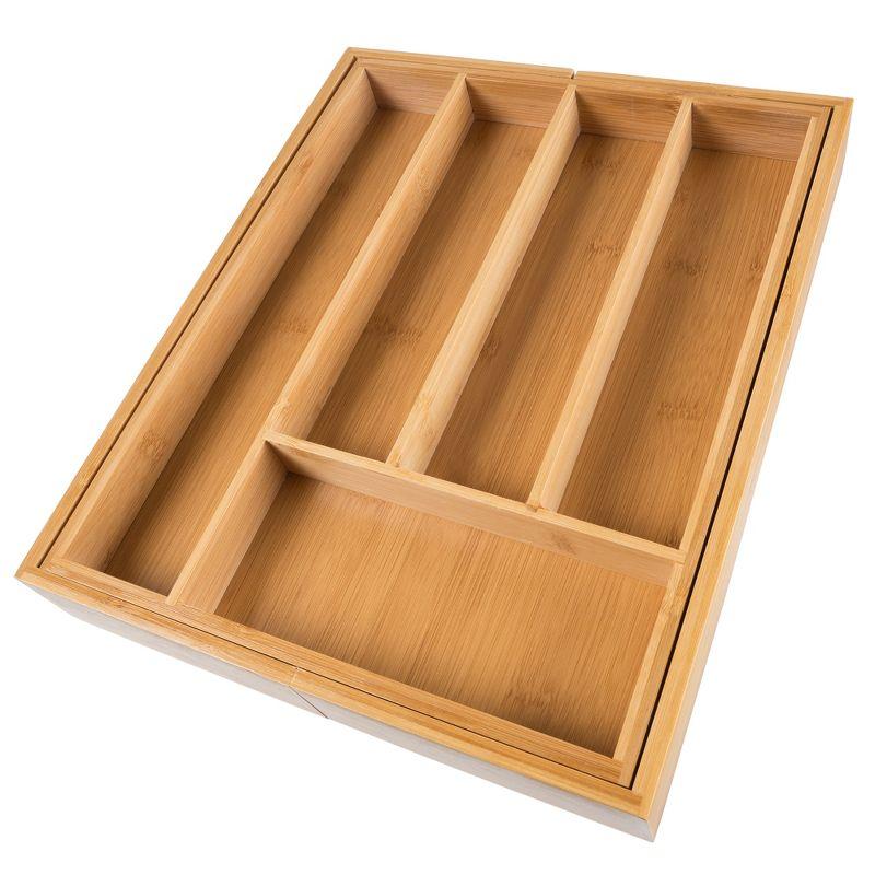 Expandable Bamboo Kitchen Drawer Organizer with Adjustable Dividers