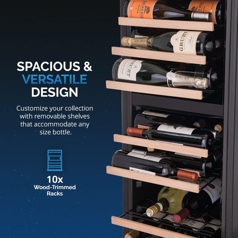 Newair Shadow Series Wine Cooler Refrigerator 56 Bottles Dual Temperature Zones, Freestanding Mirrored Wine and Beverage Fridge