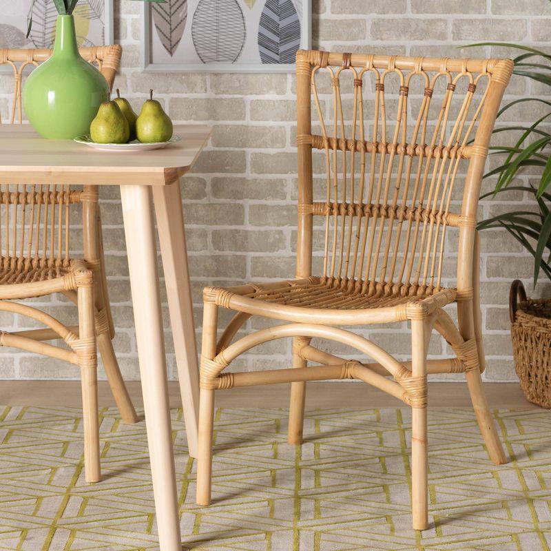 bali & pari Ammi Dining Chair Natural/Brown: Handcrafted, Bohemian Style, No Assembly Required