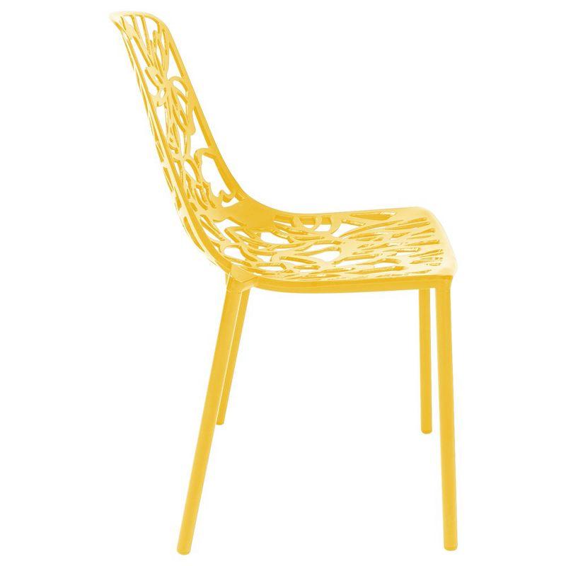LeisureMod Devon Modern Aluminum Outdoor Stackable Dining Chair, Yellow
