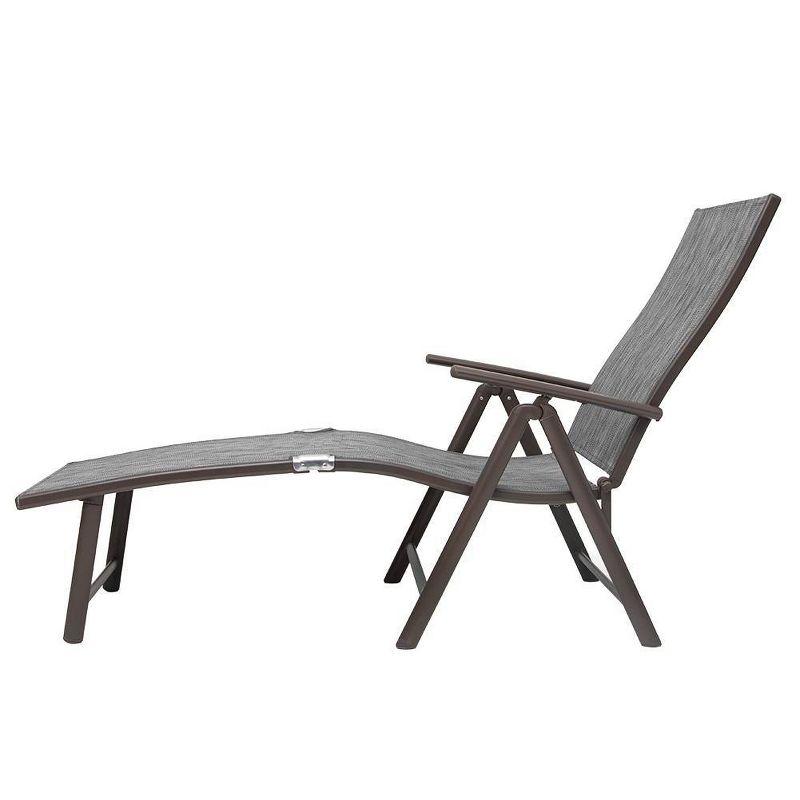 2pc Outdoor Aluminum Adjustable Chaise Lounges - Black/Gray - Crestlive Products: Foldable, Weather-Resistant, No Assembly Required
