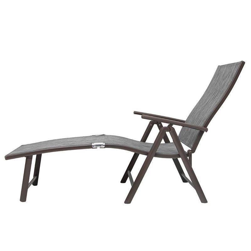 3pc Outdoor Set with Aluminum Adjustable Chaise Lounge & Table Set - Black/Gray - Crestlive Products: Weather-Resistant Patio Furniture Set