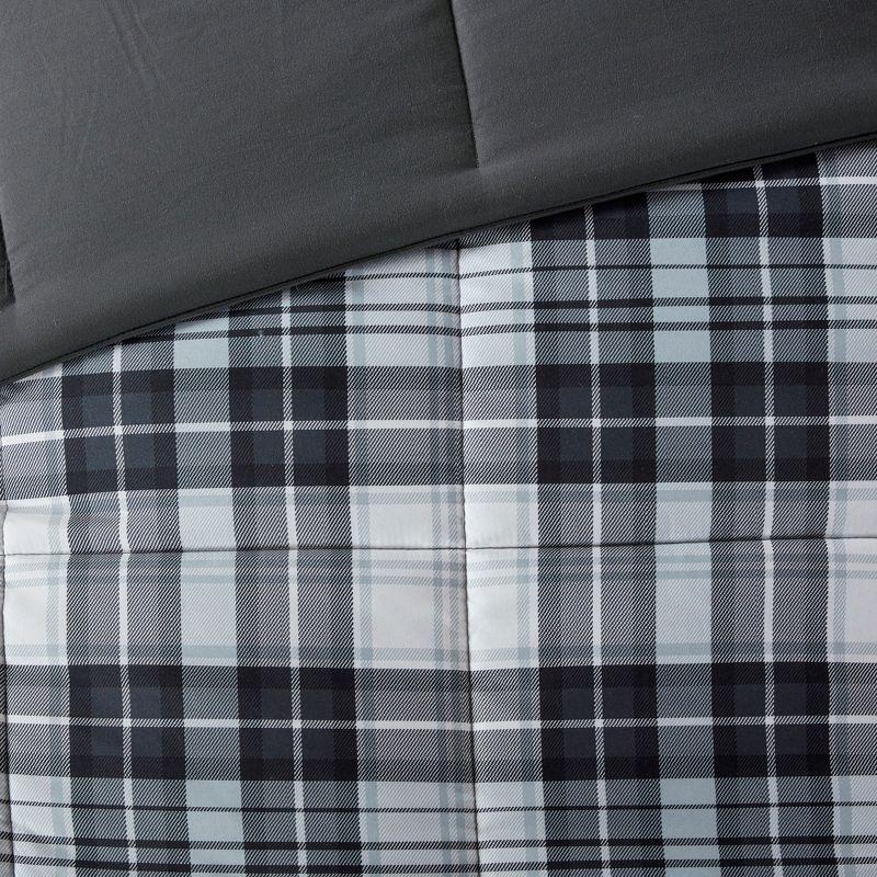 2 Pcs Stylish Plaid Print Comforter Mini Set, All Season Bedding Sets, Cozy Home Textile fits Modern Bedroom Decor, Black/White, Twin/Twin XL