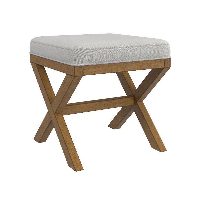 Somerset Fog Gray Upholstered Backless Vanity Stool with Rubberwood Legs