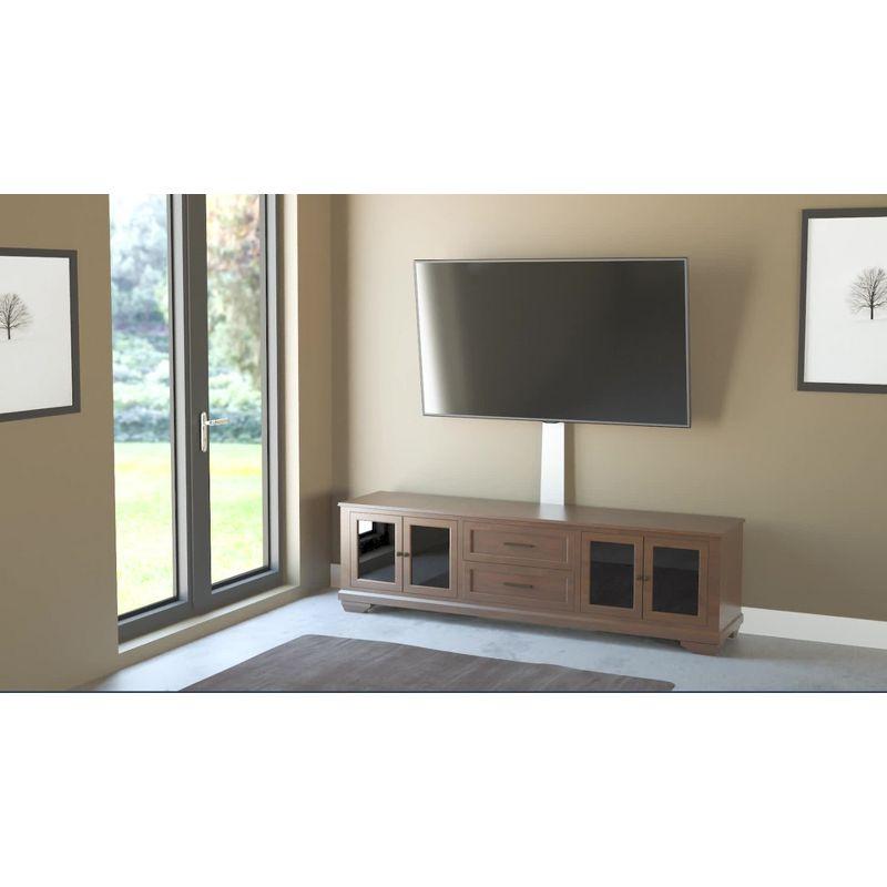 Floor Mount with TV Stand for TVs up to 80" White - AVF: No-Drill, Space-Saving Design, Cable Management