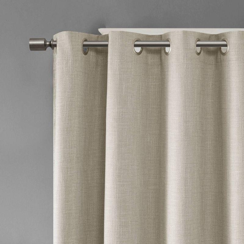 Madison Park Maya Printed Heathered Blackout Grommet Top Single Curtain Panel
