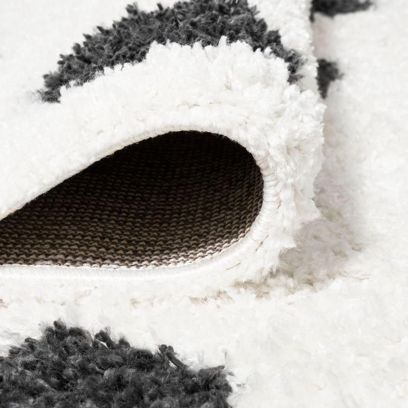 2'x10' Pere Modern Charcoal Dot Shag Runner Rug, White - JONATHAN Y