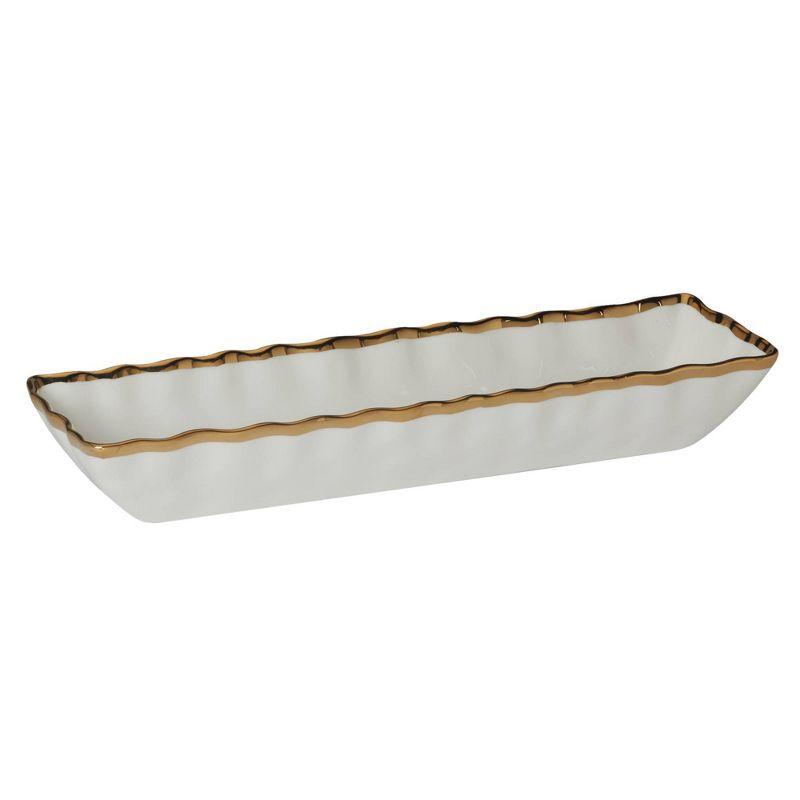 Regency Gold Trim White Porcelain Cracker Tray