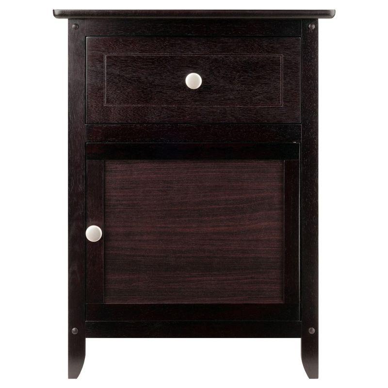 Eugene Nightstand - Espresso - Winsome: Wood Composite Bedside Cabinet with Storage